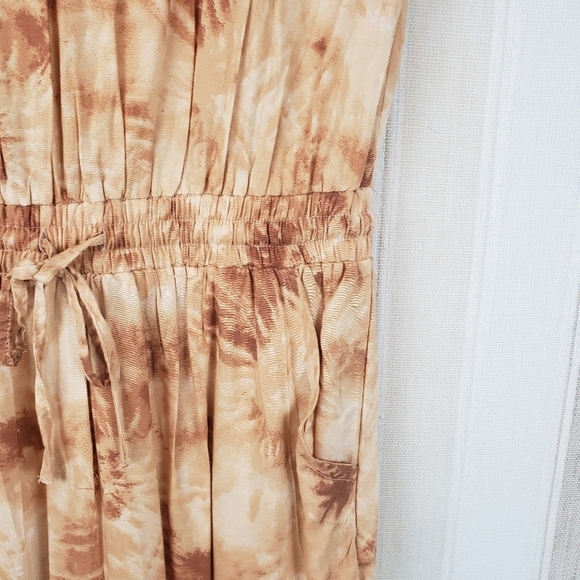 Japna Tie Dye Jumpsuit Neutral Tan Short Sleeves Size Small - Picture 2 of 11